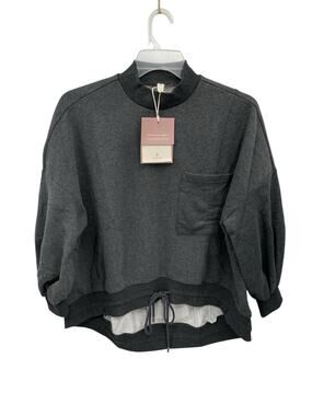 NWT Nap Loungewear Drawstring Hem Cotton Sweatshirt Gray Size XS